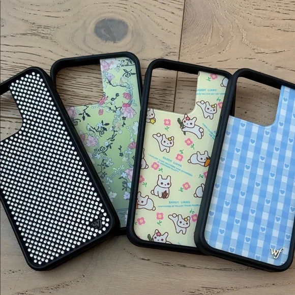 Wildflowers Black, Green, and Blue Patterned Phone Cases